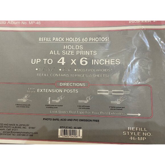 Pioneer 4x6 Refill Pages Lot Of 4 - For MP-46 Photo Album 6 photos per page/side - Picture 4 of 4